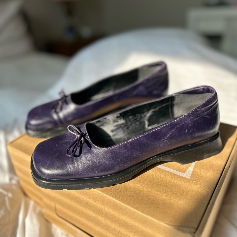 ALDO Vintage Flats 90's Indigo Purple Leather Shoes | Women's Size 7.5